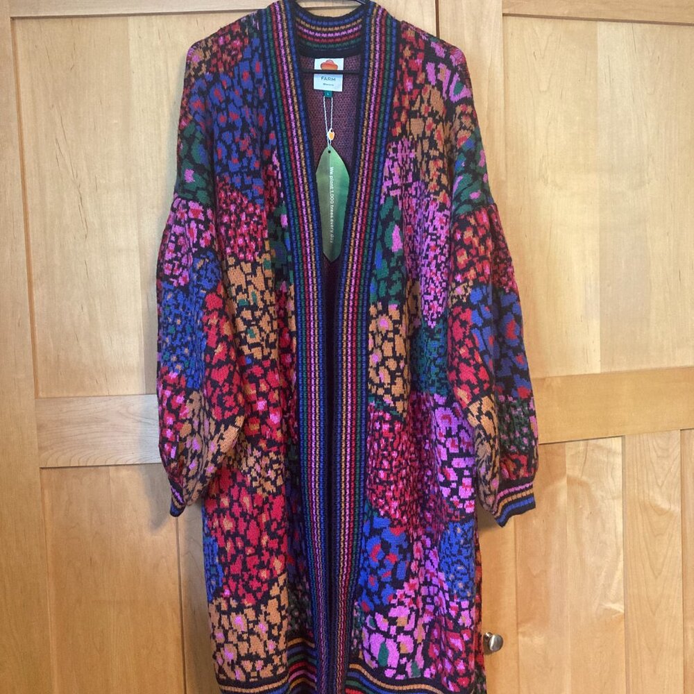 Farm Rio Rainbow Hearts Long Cardigan with Belt